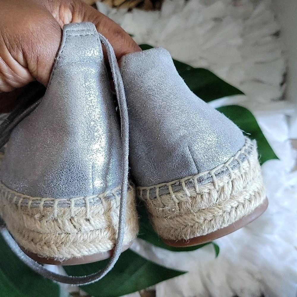 SPLENDID women's silver fernanda espadrille lace up sandals size 8.5